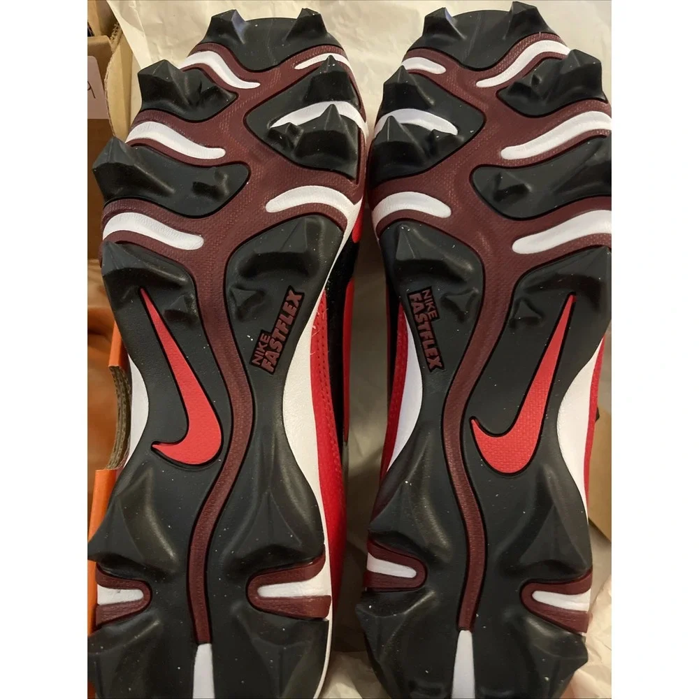 NIB Nike Alpha Menace 4 Shark Football Cleats MEN Sz 12‎ Red White Lace Up Cleat